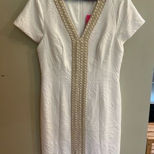 Lilly Pulitzer white and gold dress, NWT